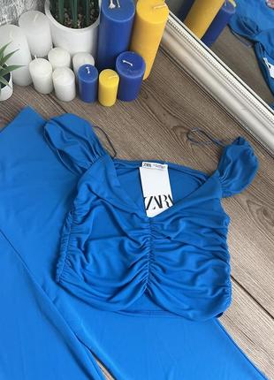Синий костюм зара zara синій7 фото