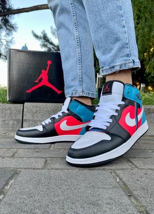 Чоловічі високі шкіряні кросівки nike air jordan 1 #найк