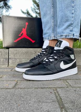 Чоловічі високі шкіряні кросівки nike air jordan 1 #найк