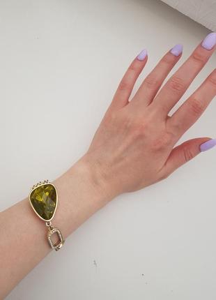 Вінтажний золотий браслет з жовтим каменем біжутерія y2k