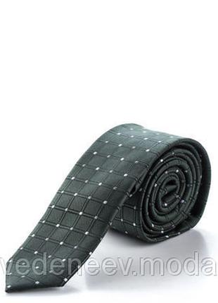 Узкийй темно-зеленый галстук, высококачественная микрофибра1 фото