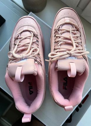 Рожеві шкіряні кросівки fila5 фото