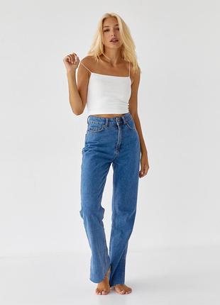 Женские стильные джинсы с распорками в боковых швах6 фото
