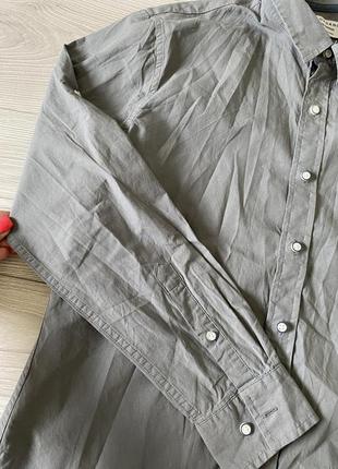 Сорочка сіра нарядна чоловіча бренд giordano бавовняна3 фото