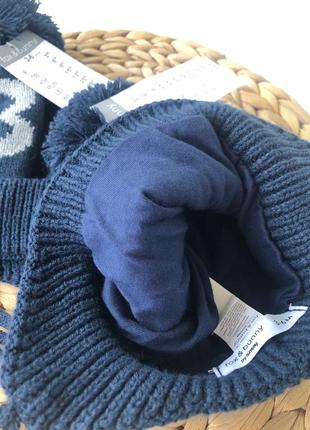 Теплая шапка, зимняя шапка ,синяя шапка на мальчика, 3-6м, 6-9м, 9-12м3 фото