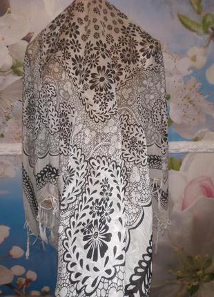 Шелковый платокй 100% натуральный шелк (silk) с бахрамой индия1 фото