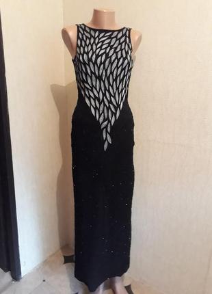 Винтаж 80-е дизайнерское шёлковое платье расшитое бисером laurence kazar