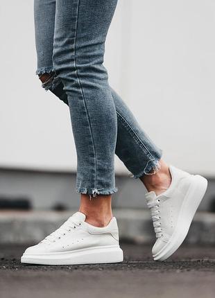 Alexander mcqueen, кросівки маквины жіночі білі, жіночі кросівки олександр маквін білі