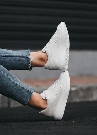 Alexander mcqueen, кросівки маквины жіночі білі, жіночі кросівки олександр маквін білі