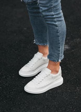 Alexander mcqueen, кросівки маквины жіночі білі, жіночі кросівки олександр маквін білі