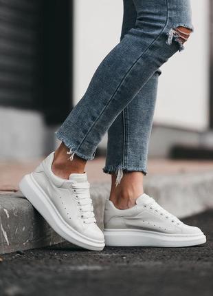 Alexander mcqueen, кросівки маквины жіночі білі, жіночі кросівки олександр маквін білі