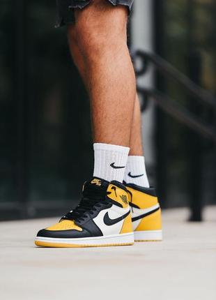 Кросівки чоловічі nike air jordan retro 1 yellow black/кроссовки мужские  найк аир джордан рэтро 1