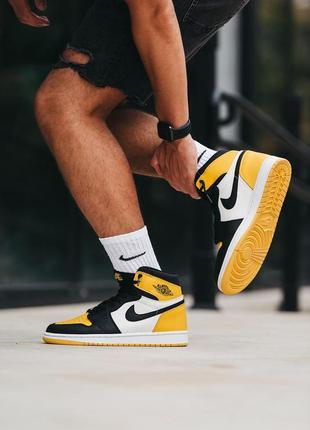 Кросівки чоловічі nike air jordan retro 1 yellow black/кроссовки мужские  найк аир джордан рэтро 13 фото