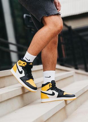 Кросівки чоловічі nike air jordan retro 1 yellow black/кроссовки мужские  найк аир джордан рэтро 17 фото