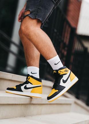 Кросівки чоловічі nike air jordan retro 1 yellow black/кроссовки мужские  найк аир джордан рэтро 18 фото