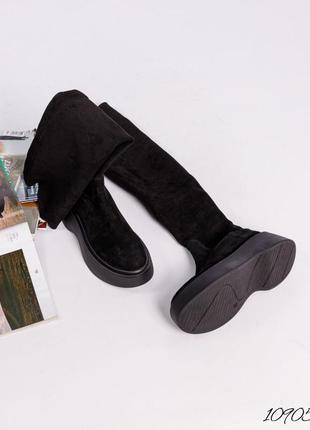 Замшеві ботфорти високі чоботи з натуральної замші замшевые ботфорты высокие сапоги натуральная замша5 фото