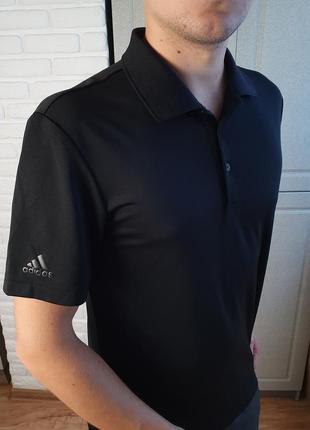 Чоловіча чорна спортивна футболка поло adidas golf (адідас) оригінал1 фото