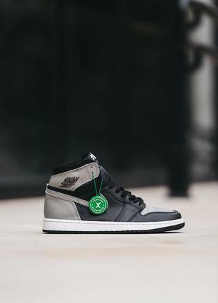 Мужские высокие кожаные кроссовки nike air jordan 1 gray/black#найк