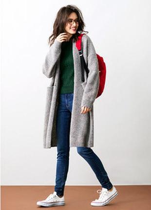 Трикотажное пальто кардиган 100% шерсть uniqlo