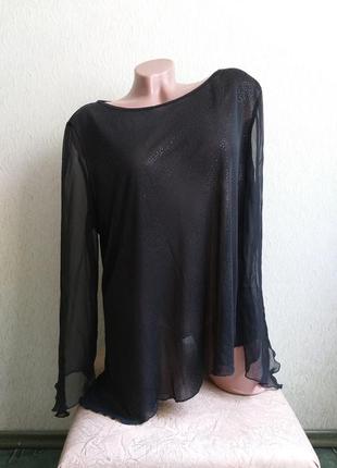 Напівпрозора блузка. лонгслив. туніка. рукава кльош.