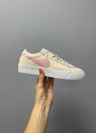 Кросівки жіночі nike blazer low '77 vintage leather glitter pink/кроссовки женские найк блэйзер винтаж