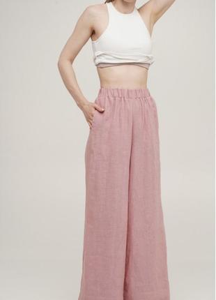 Лляні штани linen pink3 фото
