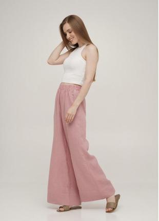 Лляні штани linen pink5 фото
