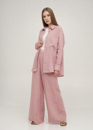 Лляні штани linen pink