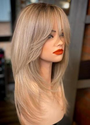 5️⃣5️⃣см парик омолаживающий - 5 лет обеспечено, термо блонд омбре наращивание волос тресы шиньен волосы