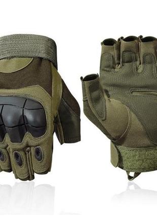 Военные перчатки без пальцев с защитой костяшек refire gear xl хаки1 фото