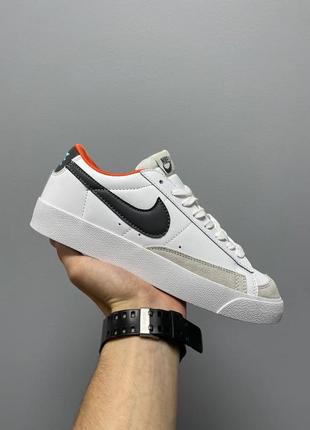Кросівки жіночі nike blazer low '77 vintage leather white black orange/ кроссовки женские найк блейзер винтаж