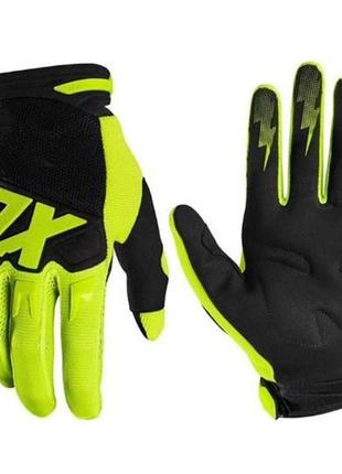 Велоперчатки с пальцами и защитой dirtpaw fox l флуоресцентный зеленый1 фото