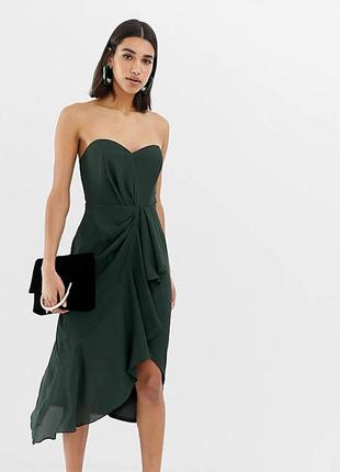 Шикарное зелёное миди платье брандо 48 размер