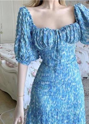 Шикарное стильное платье миди сарафан объёмные рукава