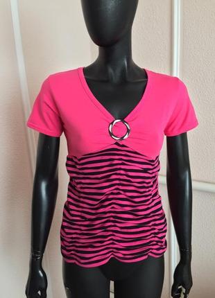 Нова жіноча футболка у смужку , рожева футболка1 фото