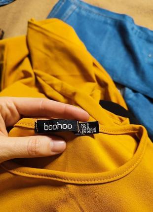 Boohoo платье кимоно горчичное оранжевое по фигуре карандаш футляр миди с поясом классическое8 фото