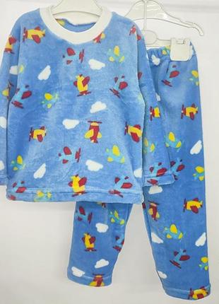 Тепла піжама вельсофт для хлопчика 98-116 см, різні кольори піжама вельвет велюр дитяча5 фото