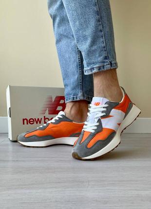 Кроссовки new balance 327 серые с оранжевым2 фото