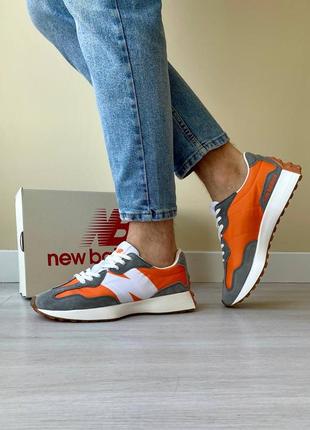 Кроссовки new balance 327 серые с оранжевым1 фото