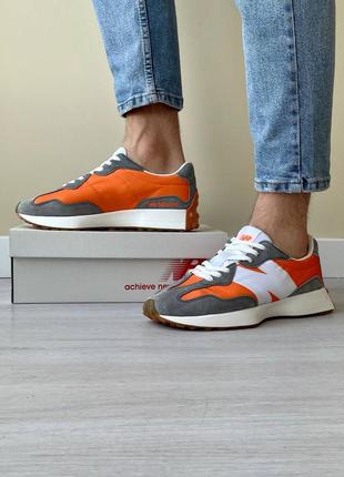 Кроссовки new balance 327 серые с оранжевым7 фото