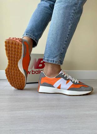 Кроссовки new balance 327 серые с оранжевым9 фото