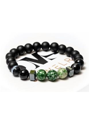 Браслет dms jewelry из шунгита, гематита, агата black and green agate