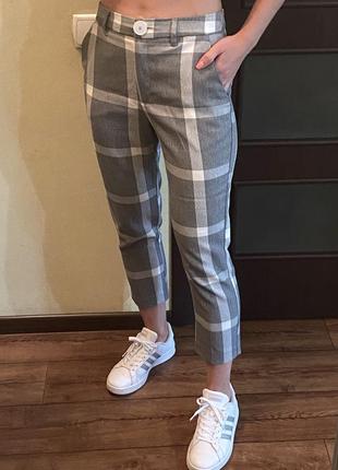 Штани штани в клітинку укорочені river island як zara mango