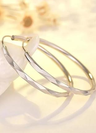 Граненые серьги-кольца, граненные серёжки, сережки, украшение, подарок, серебро1 фото
