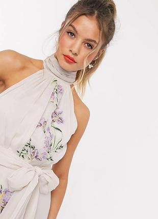 Нежное шифоновое миди платье с вышивкой asos disign4 фото