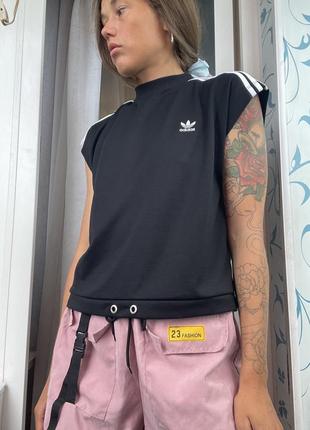 Футболка adidas полоски безрукавка