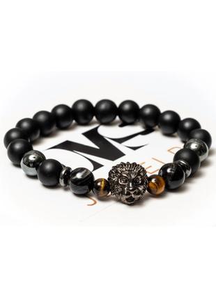 Браслет мужской dms jewelry из шунгита, тигрового глаза, агата fearless lion