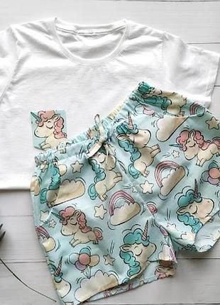 Піжама футболка та шорти у єдинороги