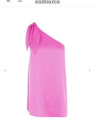 Розовая шёлковая блузка атласный топ с бантом