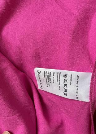 Розовая шёлковая блузка атласный топ с бантом8 фото
